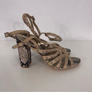 Sam Edelman Nude Studded Snakeskin Heel Sandals